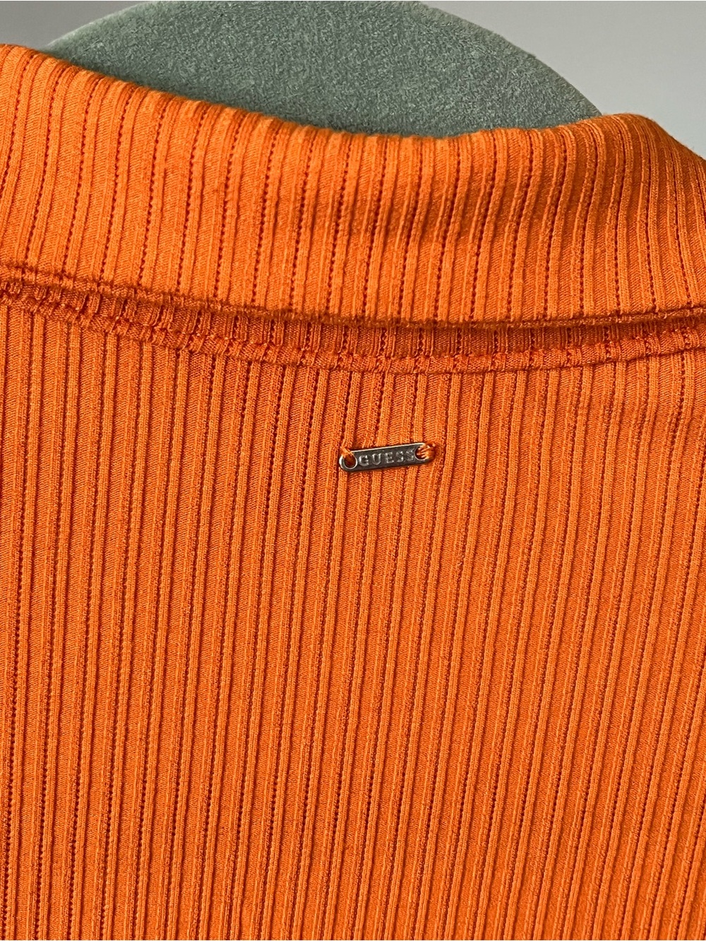 Y2K Western GUESS Orange Sleeveless Ruched V-Neck Collared Top Coastal Cowgirl - Picture 5 of 7